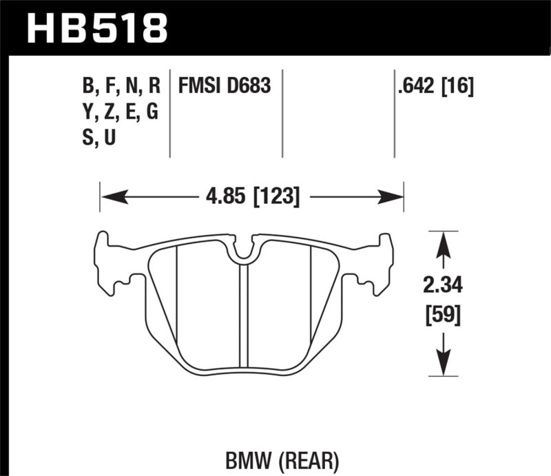 HAWK HPS Brake Pad Sets - Hawk 01-06 BMW 330 / 97-01 740I / 96-01 750IL / 03-06 BMW M3 / 00-03 M5 / 00-06 X5 / 06-08 Z4 / 03-0