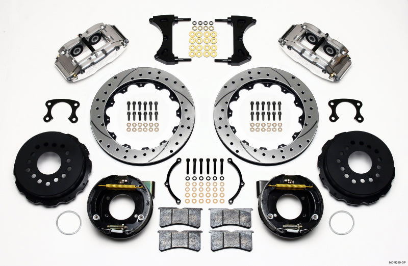 WIL Superlite Brake Kit - Wilwood Narrow Superlite 4R Rear P-Brk Kit 12.88in Drill Polish Big Ford New Style 2.50in Offset