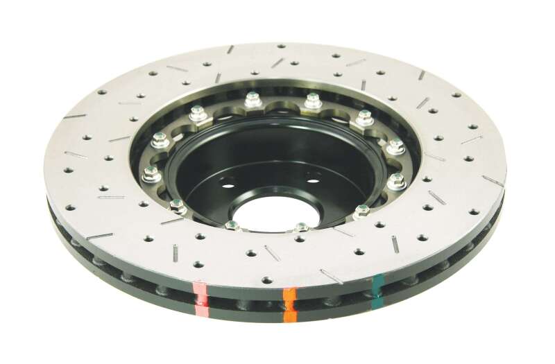 DBA 5000 Slot&Drill Rotors - DBA 02-10 WRX / 13+ FR-S / 13+ BRZ Premium Front Drilled & Slotted 5000 Series Rotor w/ Black Hat