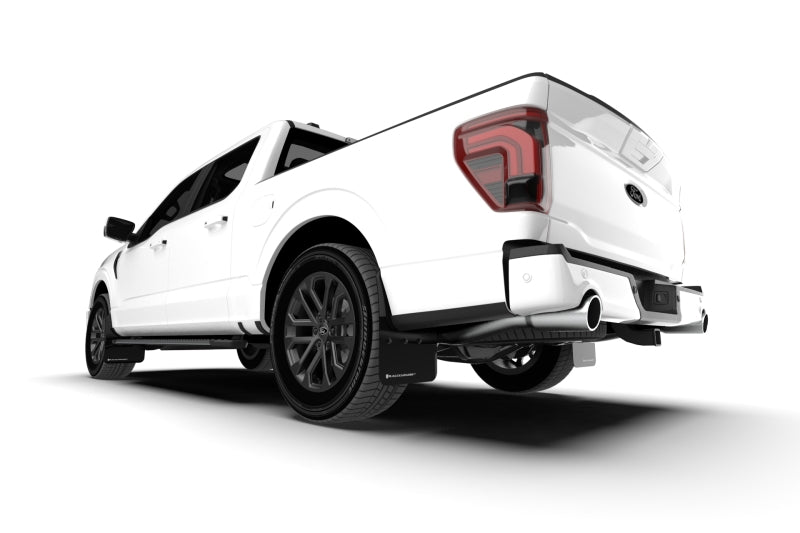 RAL UR Blk Flap/Wht Logo - Rally Armor 21-25 Ford F-150 (Excl. Raptor) Black UR Mud Flap w/White Logo