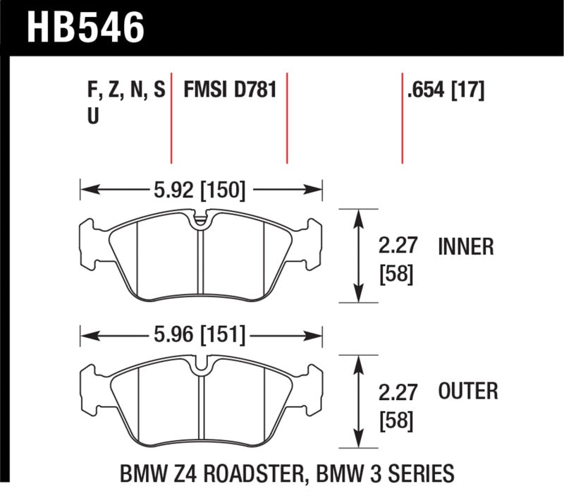 HAWK DTC-70 Brake Pad Sets - Hawk DTC-70 Brake Pads 98-02 BMW Z3/03-08 BMW Z4