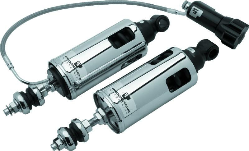 PGR 422 Shocks - Progressive 88-99 Harley-Davidson Softail 422 Series Shocks w/RAP Heavy Duty - Chrome
