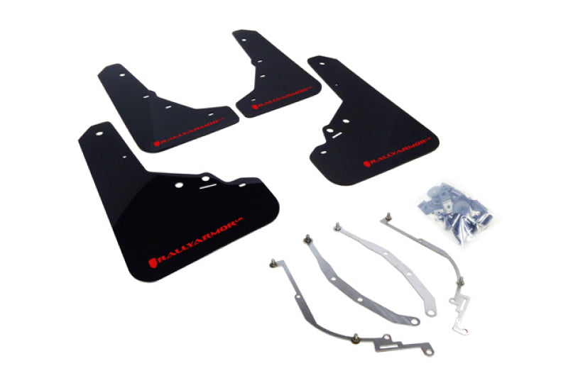 RAL UR Blk Flap/Rd Logo - Rally Armor 12-18 Fiat 500 Black UR Mud Flap w/Red Logo