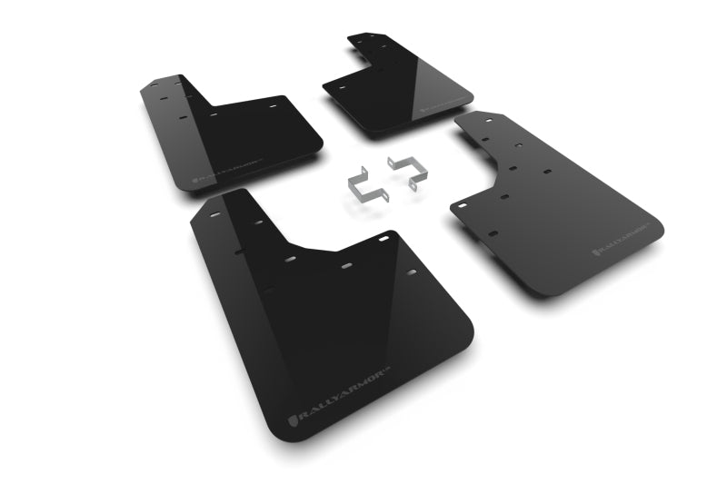 RAL UR Blk Flap/Grey Logo - Rally Armor 23-25 Ford Ranger Raptor Black UR Mud Flap Grey Logo