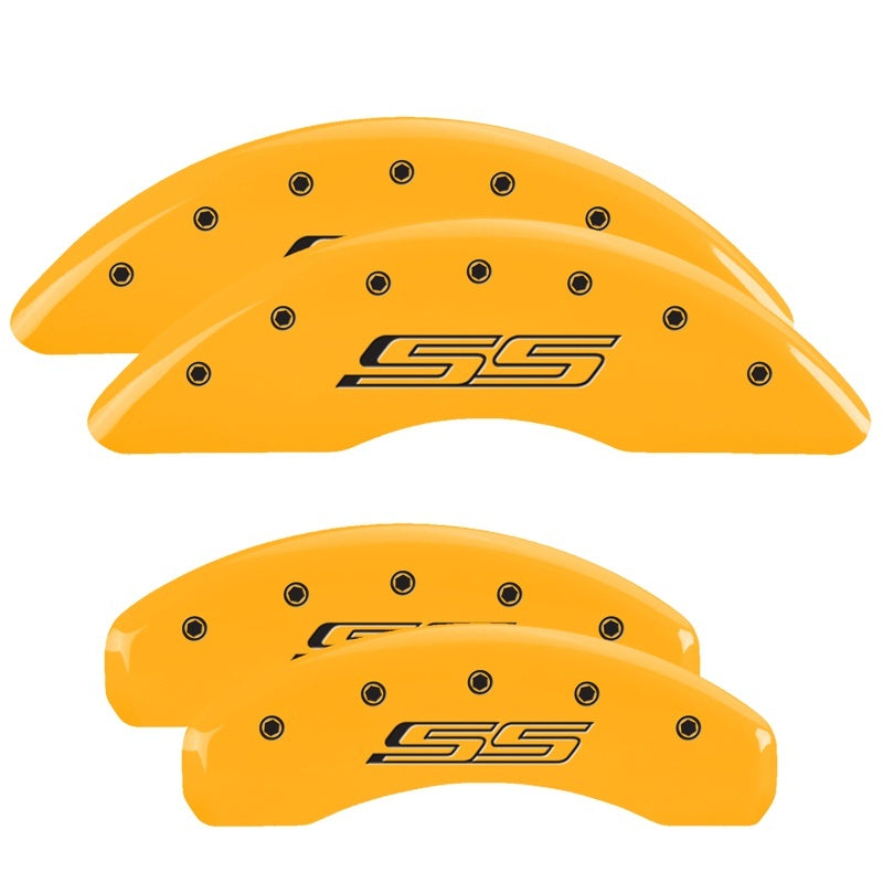MGP Caliper Covers 4 Logo - MGP 4 Caliper Covers Engraved Front & Rear Gen 5/SS Yellow finish black ch