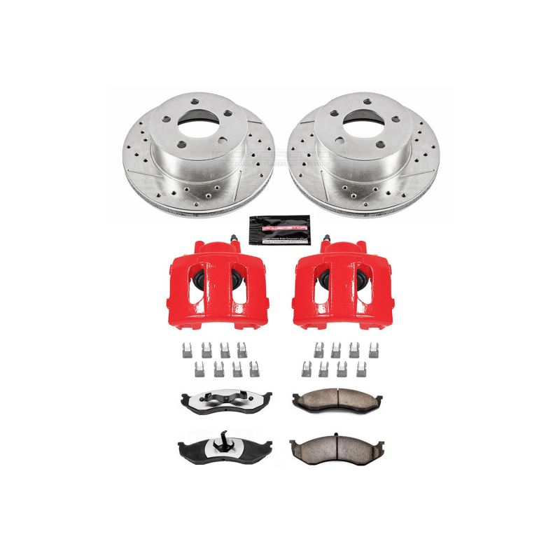 PSB Z36 Truck & Tow Kit w/Cals - Power Stop 90-99 Jeep Cherokee Front Z36 Truck & Tow Brake Kit w/Calipers