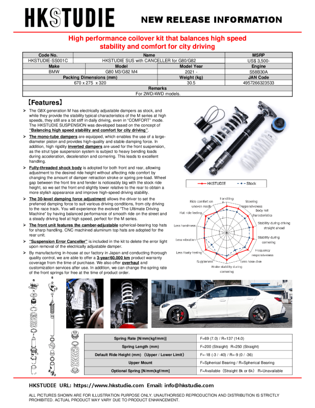 HKS HKSTUDIE Suspension - HKS HKSTUDIE SUSPENSION with CANCELLER for G80/G82