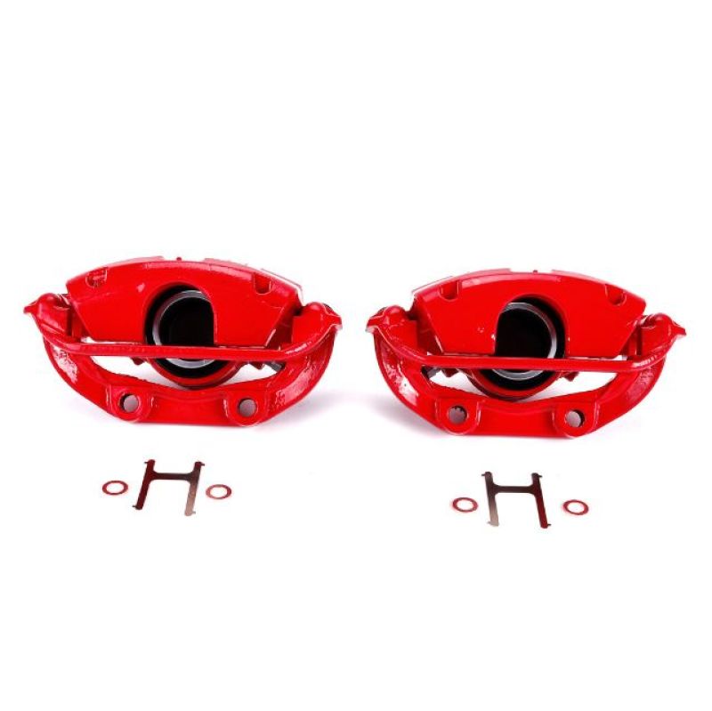 PSB Red Calipers - Power Stop 94-96 Chevrolet Caprice Rear Red Calipers w/Brackets - Pair