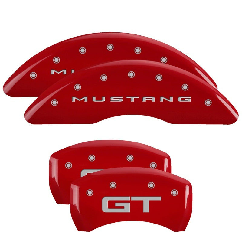 MGP Caliper Covers 4 Logo - MGP 4 Caliper Covers Engraved Front 2015/Mustang Engraved Rear 2015/GT Red finish silver ch