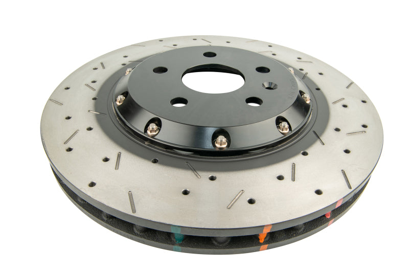 DBA 5000 Slot&Drill Rotors - DBA 2010+ Camaro V8 SS Front Drilled & Slotted 5000 Series 2 Piece Rotor Assembled w/ Black Hat