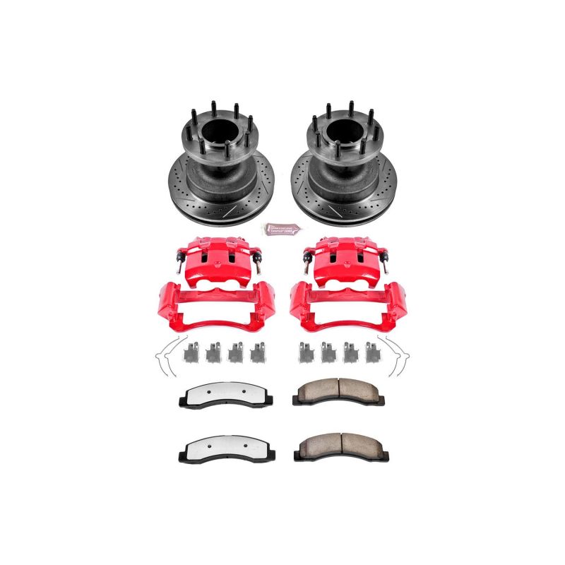 PSB Red Calipers - Power Stop 99-02 Ford F-350 Super Duty Front Z36 Truck & Tow Kit w/Cals