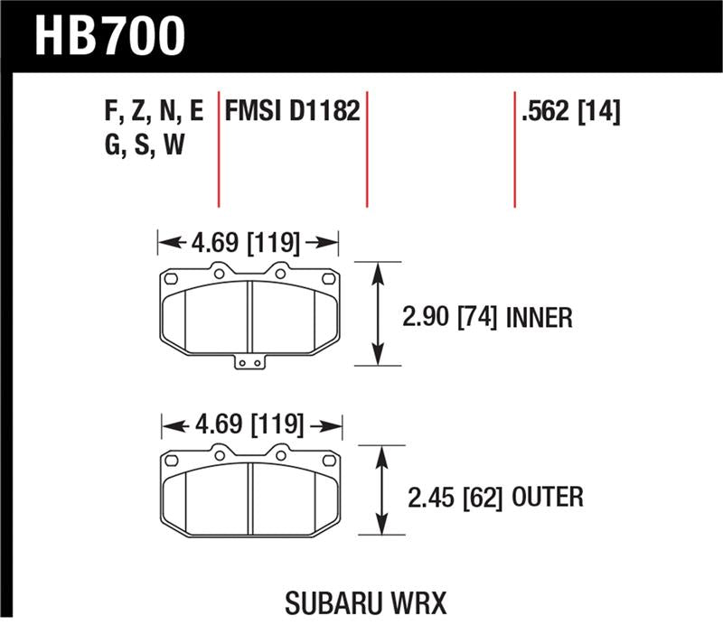 HAWK HPS 5.0 Brake Pad Sets - Hawk 2006-2007 Subaru Impreza WRX HPS 5.0 Front Brake Pads