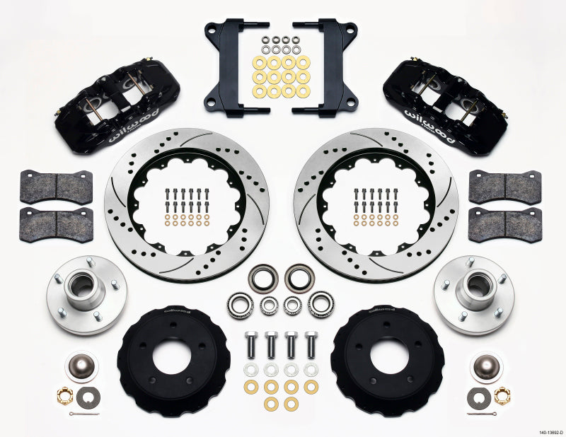 WIL Aero Brake Kit - Wilwood AERO6 Front Hub Kit 14.00 Drilled Chevy C-10 60-87 CPP Drop Spindle