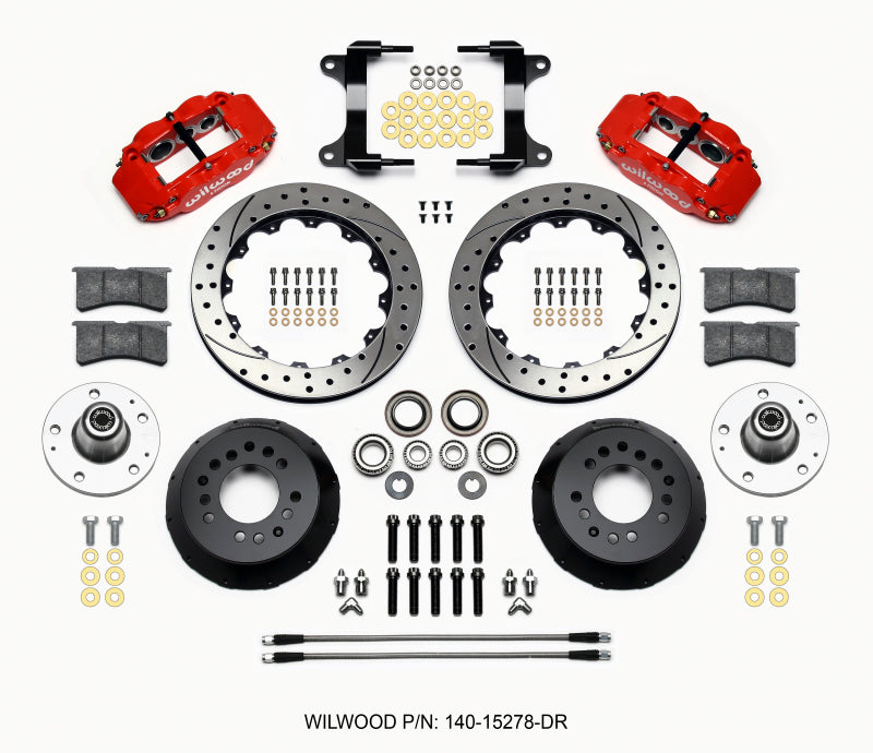 WIL Superlite Brake Kit - Wilwood Narrow Superlite 6R Front Hub Kit 12.88in Drill Red 82-92 Camaro//Firebird