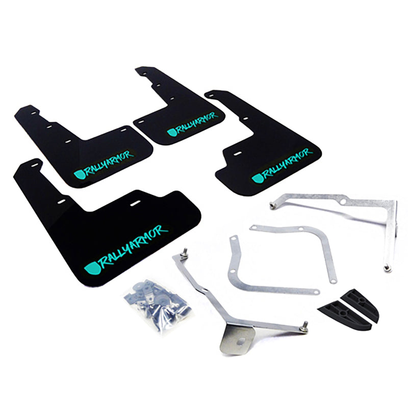 RAL UR Blk Flap/Teal Logo - Rally Armor 15-21 Subaru WRX/STI Black UR Mud Flap w/Teal Altered Font Logo