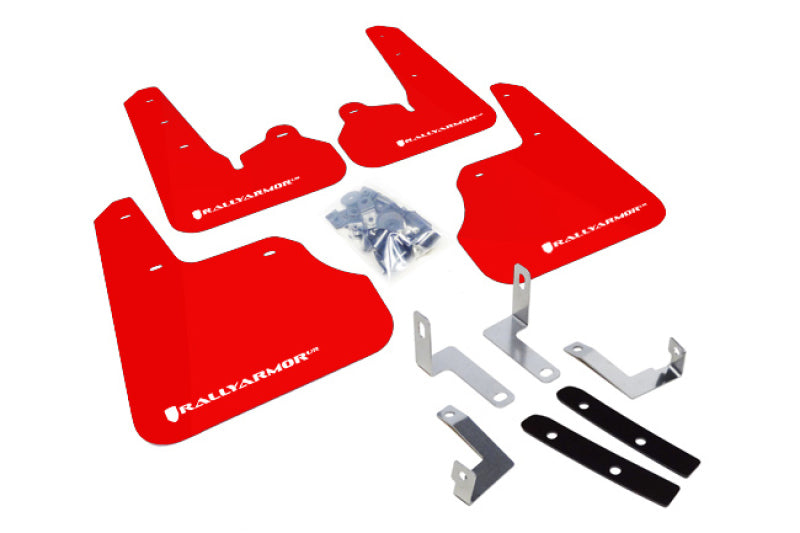 RAL UR Red Flap/Wht Logo - Rally Armor 12-16 Subaru Impreza 4D/5D Red UR Mud Flap w/White Logo