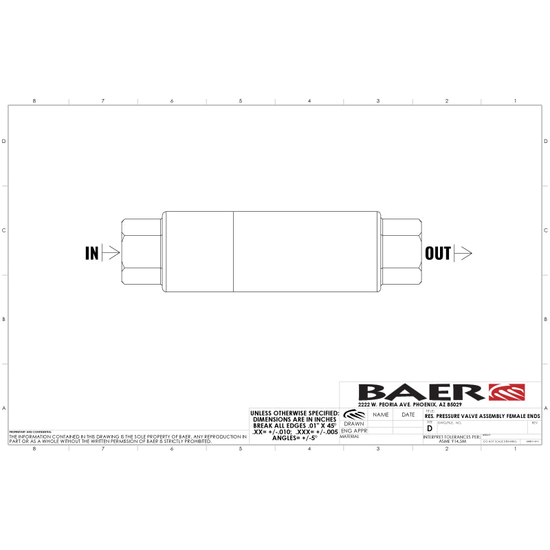 BAE Residual Pressure Valve - Baer Brakes Residual Valve - 10LB, 3/8 IFF Fittings