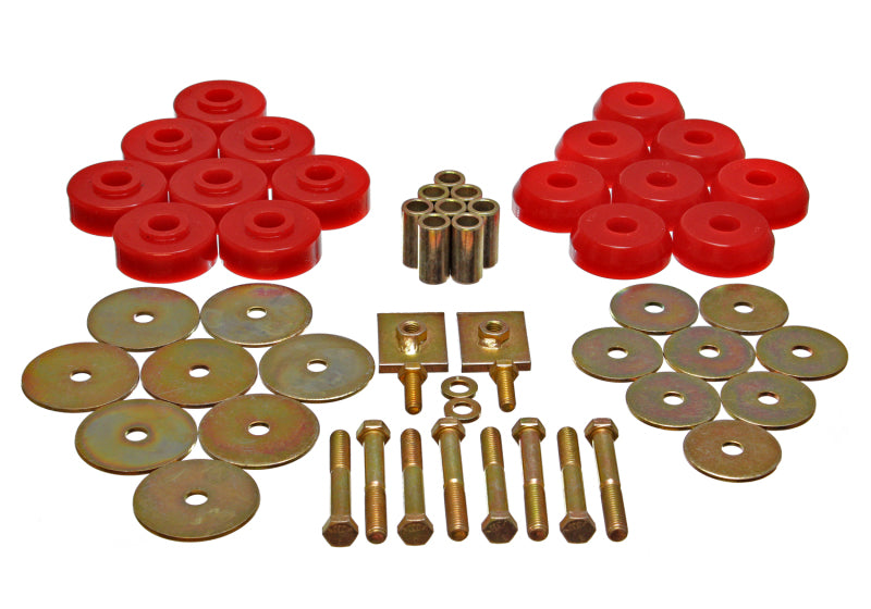 ES Body Mounts - Red - Energy Suspension Body Mount Set Exc. Convertible - Red