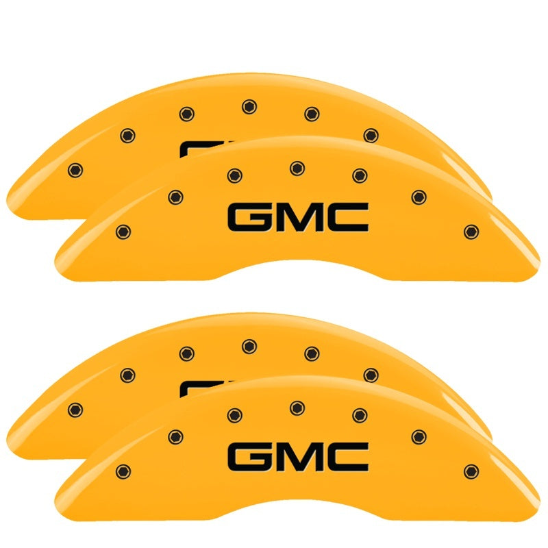 MGP Caliper Covers 4 Logo - MGP 4 Caliper Covers Engraved Front & Rear GMC Yellow finish black ch
