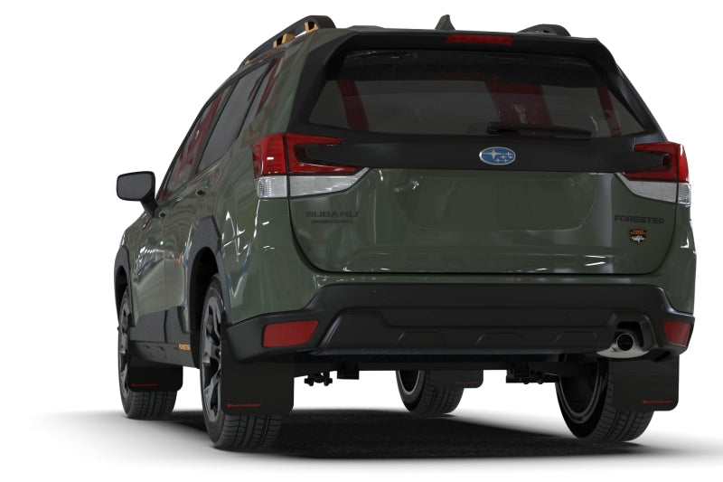 RAL UR Blk Flap/Wht Logo - Rally Armor 22-24 Subaru Forester & Wilderness Black UR Mud Flap w/White Logo