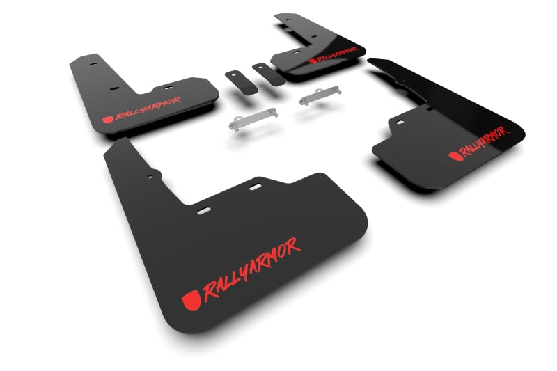 RAL UR Blk Flap/Rd Logo - Rally Armor 22-25 Subaru WRX Black UR Mud Flap Altered Font Red Logo