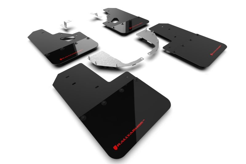 RAL Hybrid Blk Flap/Red - Rally Armor 21-25 Ford Bronco (Steel Bmpr + RR - NO Rptr/Sprt) Blk Mud Flap w/Red Logo