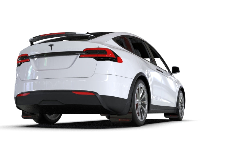 RAL UR Blk Flap/Met. Blk Logo - Rally Armor 22-26 Tesla Model X Black UR Mud Flap - Metallic Black Logo