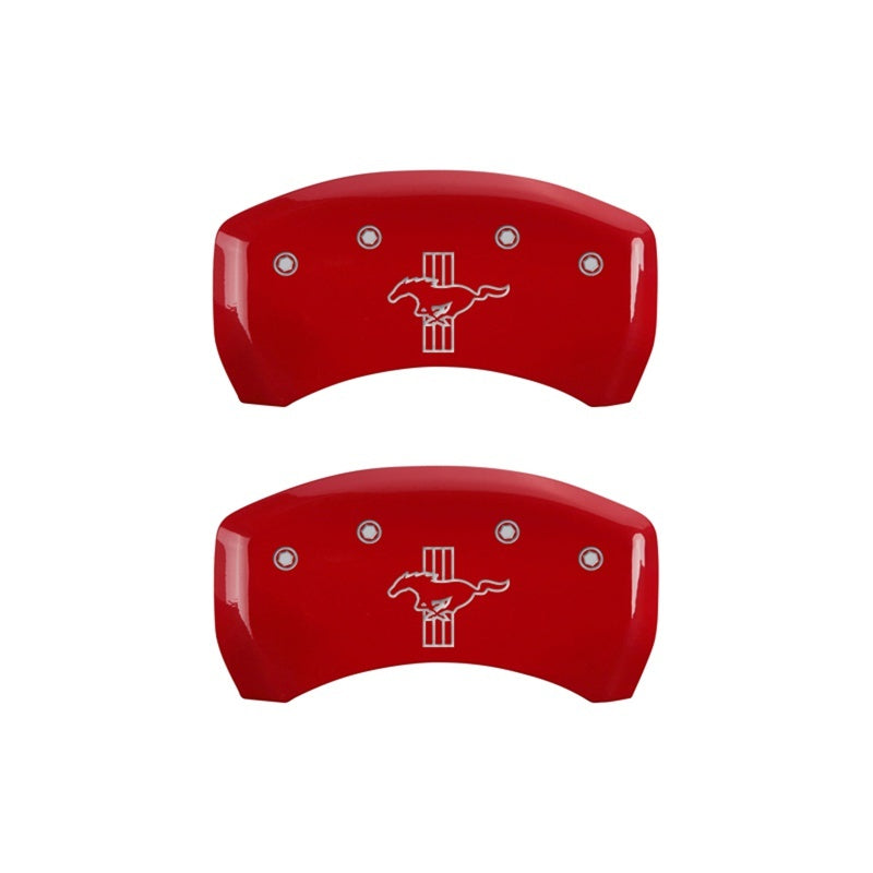 MGP Caliper Covers 2 Logo - MGP Rear set 2 Caliper Covers Engraved Rear S197/Bar & Pony Red finish silver ch