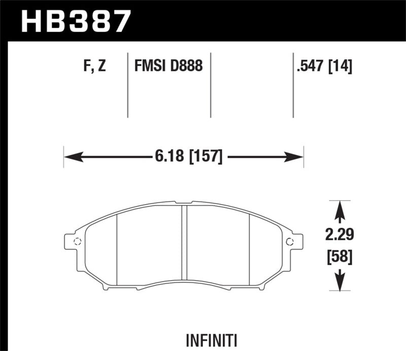 HAWK Ceramic Brake Pad Sets - Hawk 06-09 350z/ 05-08 G35 w/o Brembo Performance Ceramic Street Front Brake Pads