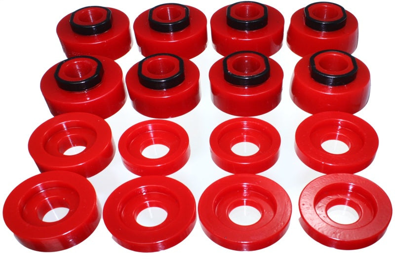 ES Body Mounts - Red - Energy Suspension 08-16 Ford F-250/F-350/F-450/F-550 Super Duty Crew Cab Red Body Mount Set