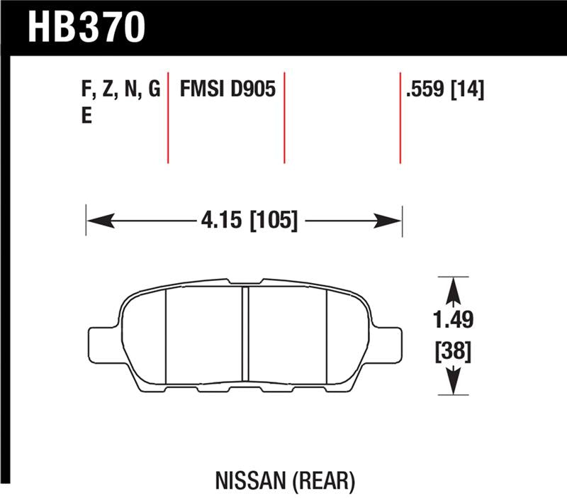 HAWK HPS Brake Pad Sets - Hawk 03-07 350z / G35 / G35X w/o Brembo HPS Street Rear Brake Pads
