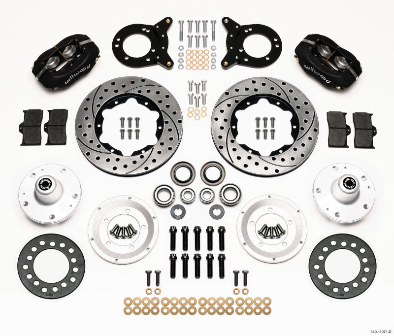 WIL Dynalite Brake Kit - Wilwood Forged Dynalite Front Kit 11.00in Drilled 1965-1969 Mustang Disc & Drum Spindle