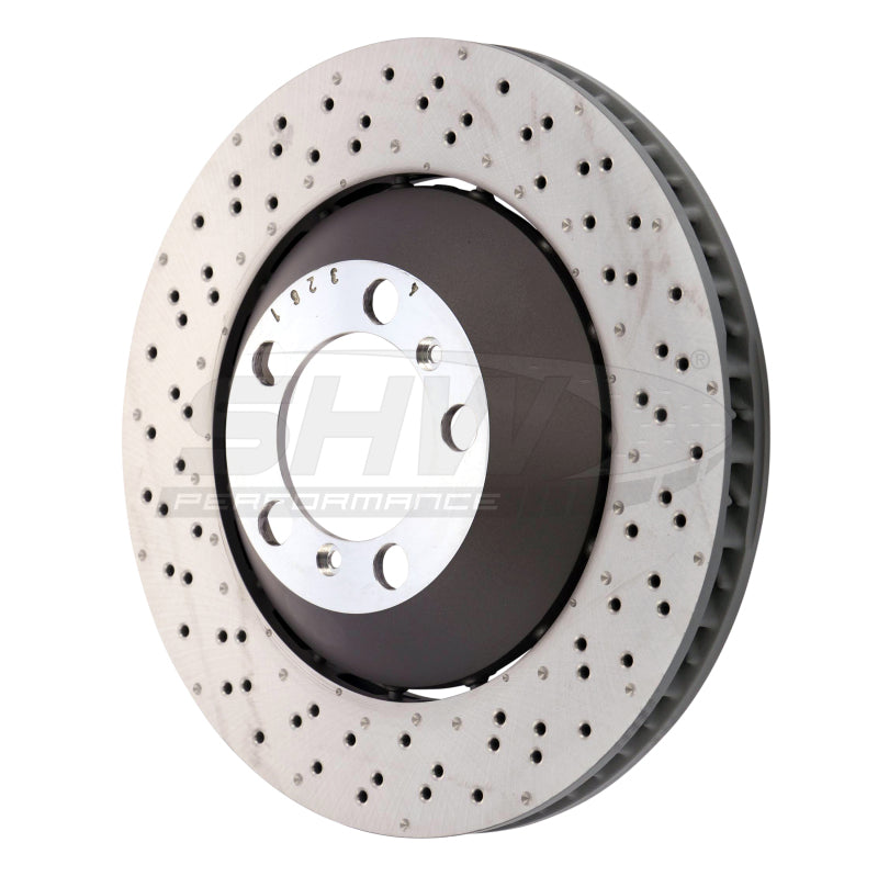 SHW Drilled-Dimpled LW Rotors - SHW 16-19 Porsche 911 GT3 RS w/o Ceramics Left Frt Drill-Dimp Lightweight Brake Rotor (99135140581)