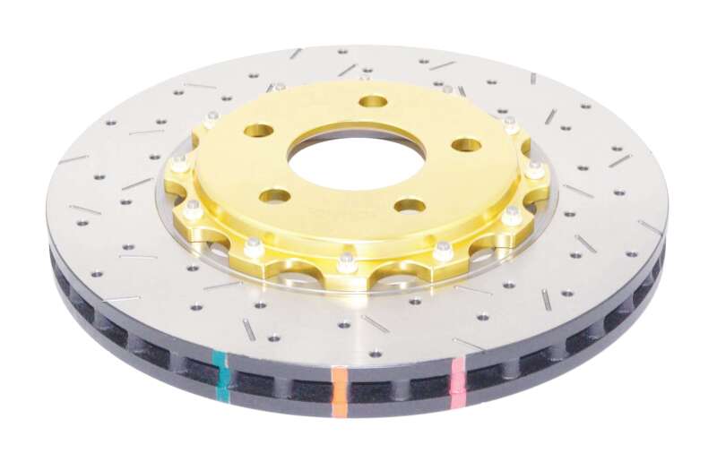 DBA 5000 Slot&Drill Rotors - DBA 05-10 Ford Mustang GT / 11-13 V6 Front Drilled & Slotted 5000 Series 2 Piece Rotor w/ Gold Hat