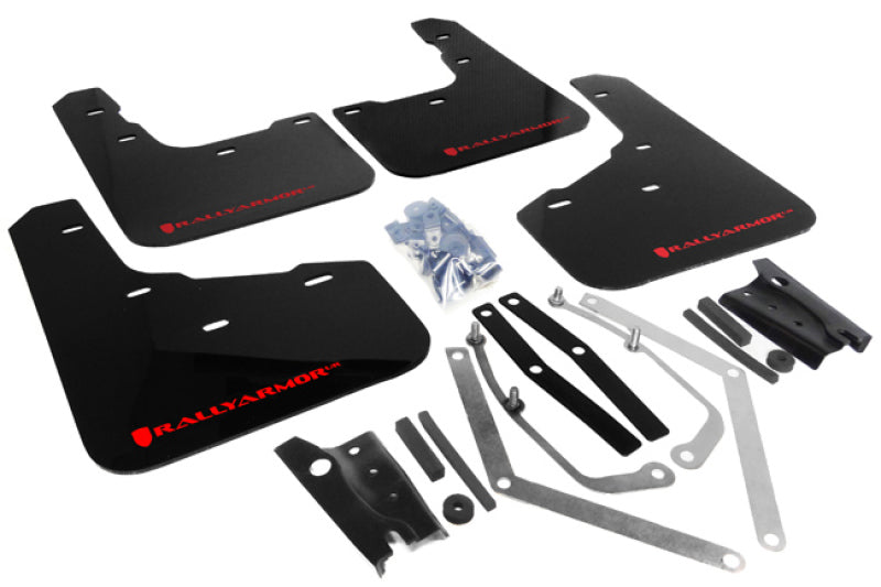 RAL UR Blk Flap/Rd Logo - Rally Armor 13-19 Ford Fiesta ST Black UR Mud Flap w/Red Logo