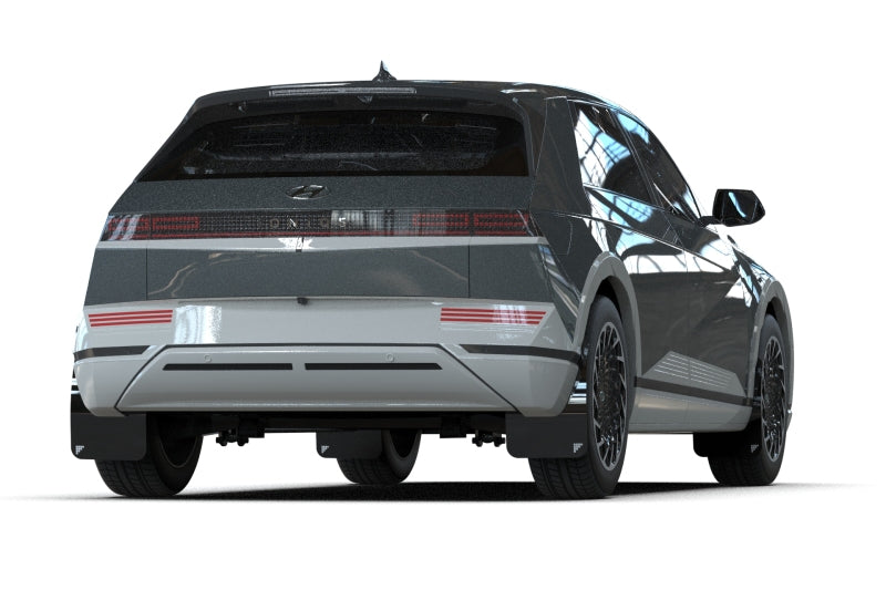 RAL UR Blk Flap/Silver Logo - Rally Armor 2025 Hyundai Ioniq 5 PE Black UR Mud Flap w/Silver Battery Logo