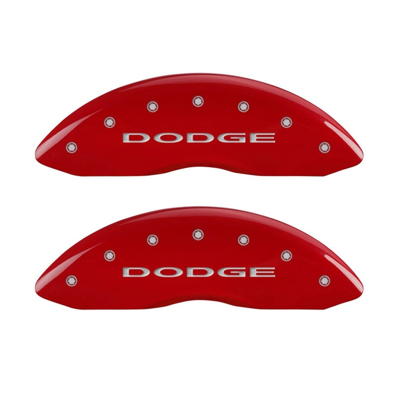 MGP Caliper Covers 2 Logo - MGP Front set 2 Caliper Covers Engraved Front With out stripes/Dodge Red finish silver ch