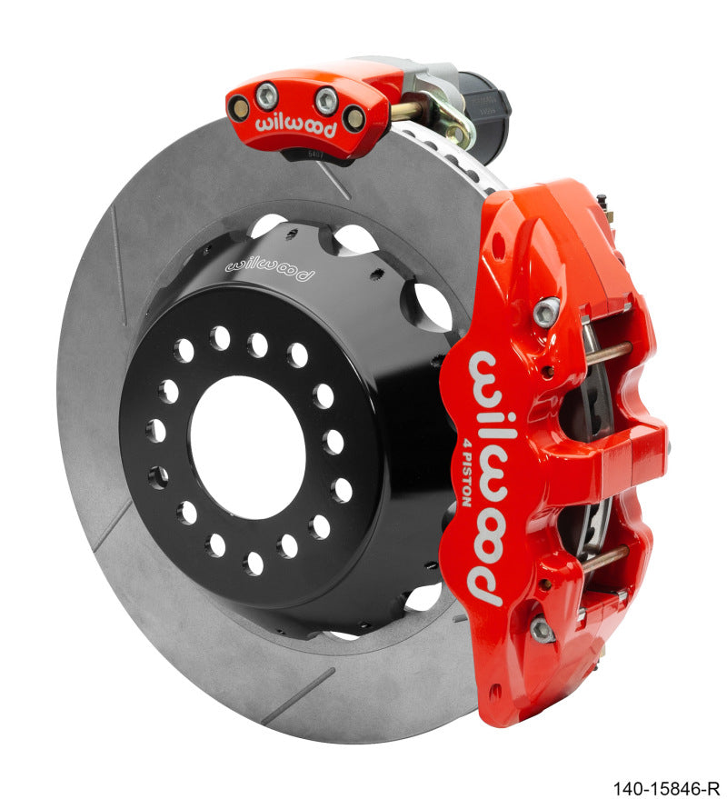 WIL Superlite Brake Kit - Wilwood Narrow Superlite 4R Rear P-Brk Kit AERO4 14in Rotor Big Ford New Style 2.5in Off - Red