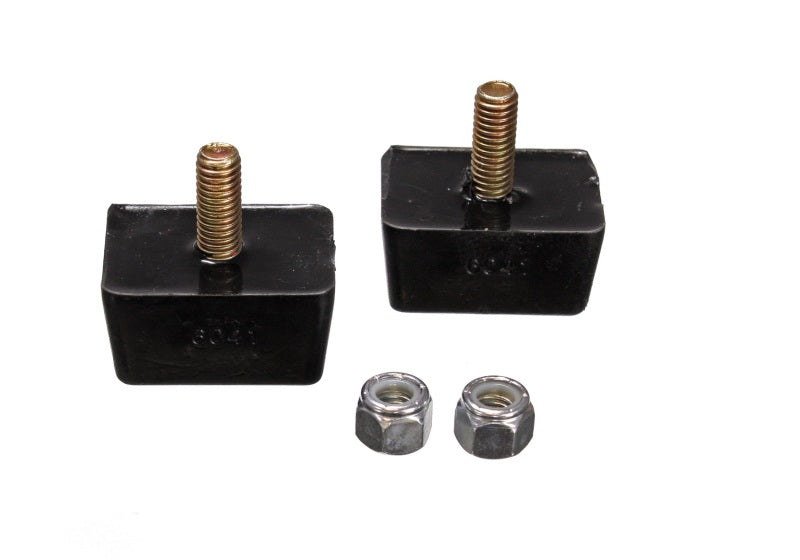 ES Bump Stops - Black - Energy Suspension Univ Blk 7/8in H x 1-7/8in L x 1-3/8in W Low Profile Rectangular Bump Stops (2 ea)