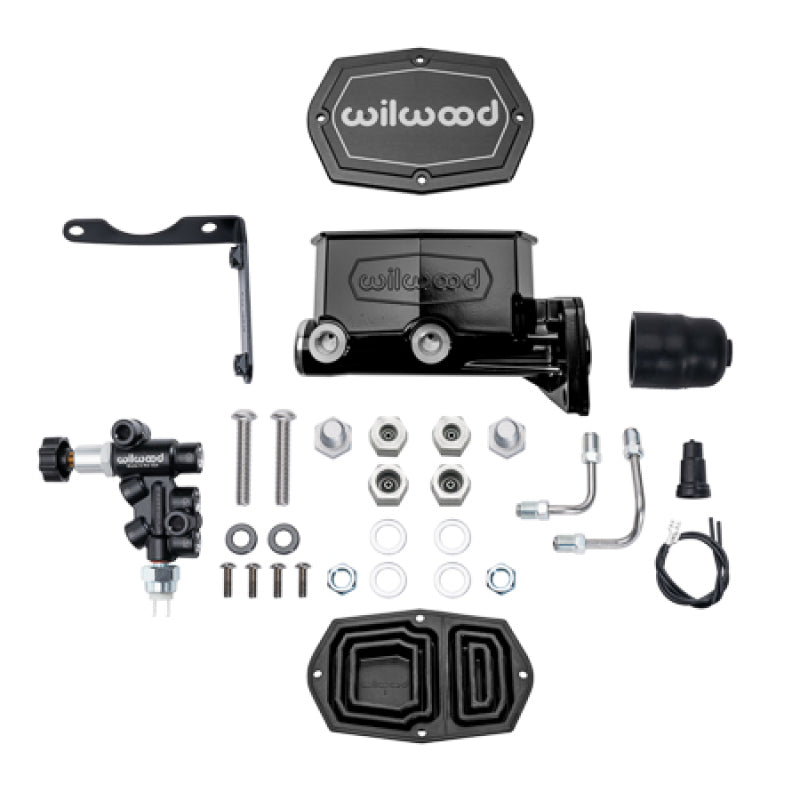 WIL Master Cylinder - Wilwood Compact Tandem Master Cylinder w/ Combination Valve 1-1/8in Bore - Black