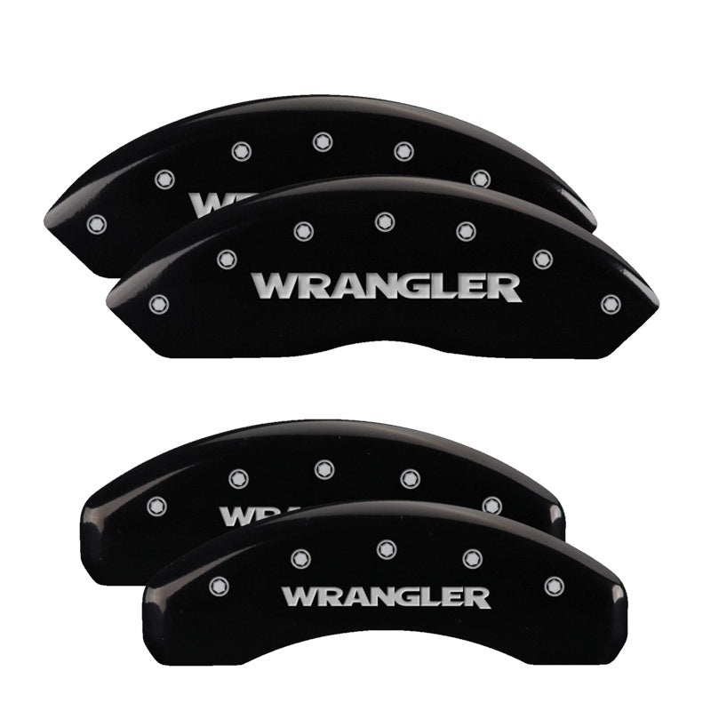 MGP Caliper Covers 4 Logo - MGP 4 Caliper Covers Engraved Front & Rear Wrangler Black Finish Silver Char 2018 Jeep Wrangler