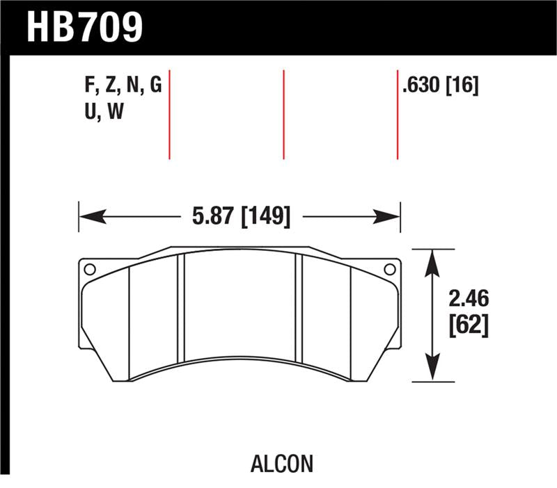 HAWK HPS Brake Pad Sets - Hawk Performance Alcon Mono 6, Model 4497 HPS Street Brake Pads