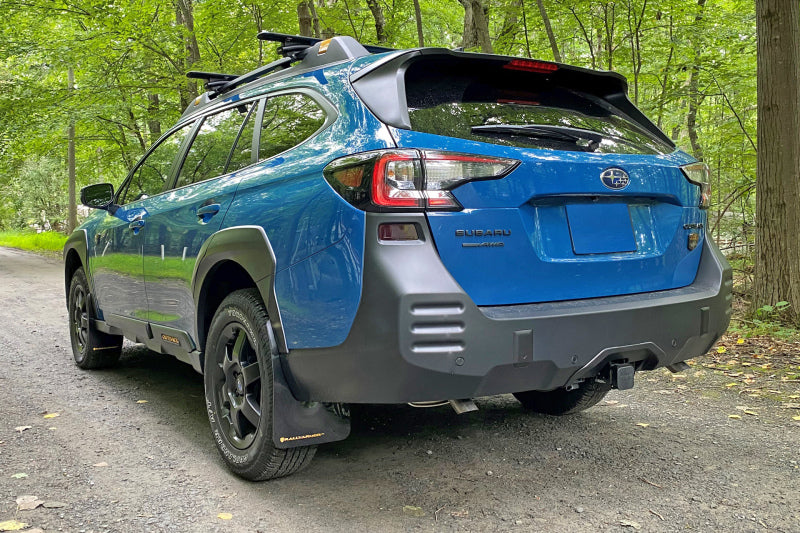 RAL UR Blk Flap/Orange Logo - Rally Armor 22-25 Subaru Outback Wilderness Black Mud Flap Wild Orange Logo