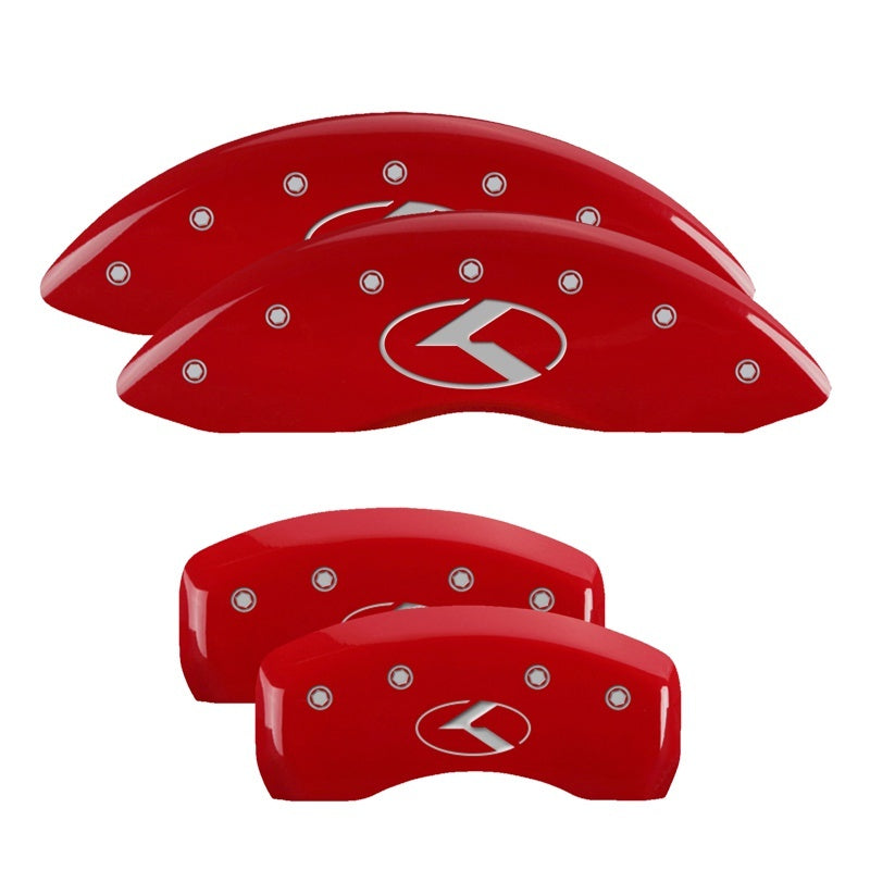 MGP Caliper Covers 4 Logo - MGP 4 Caliper Covers Engraved Front & Rear Circle K/Kia Red finish silver ch