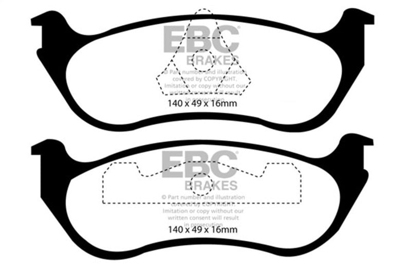 EBC Greenstuff Brake Pad Sets - EBC 95-97 Ford Crown Victoria 4.6 (ABS) (Steel PisTons) Greenstuff Rear Brake Pads