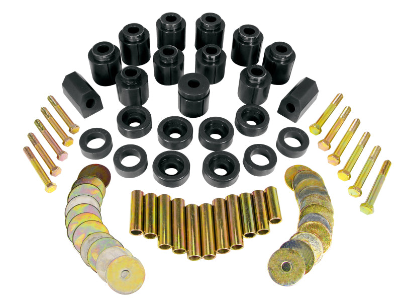 PRO Body/Subframe Bush - Blk - Prothane 87-96 Jeep YJ 1in Lift Body Mount Kit - Black