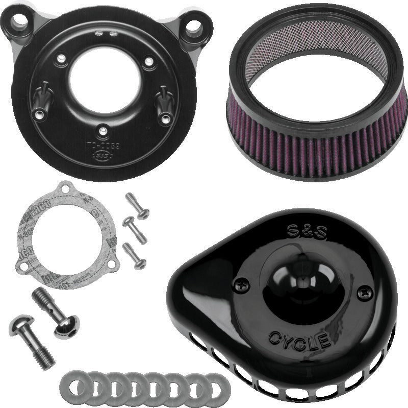 SSC Air Cleaner Kits - S&S Cycle 08-17 Touring/16-17 ST Models Stealth Air Cleaner Kit w/ Gloss Black Mini Teardrop Cover