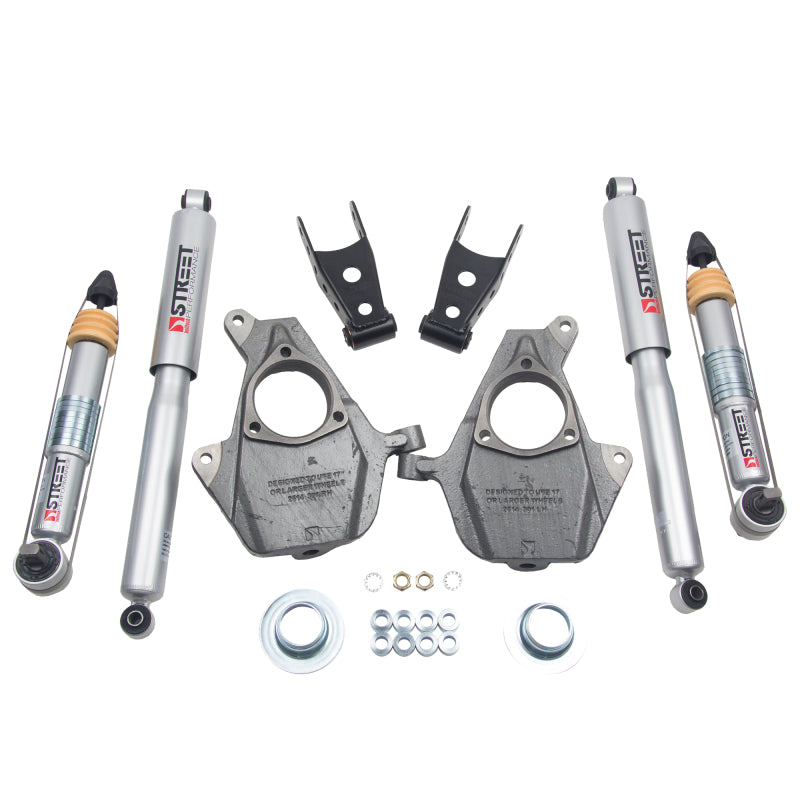 BT Lower Kit w SP Shocks - Belltech LOWERING KIT 16.5-18 Chevy Silverado/Sierra All Cab 2in F / 2or3in R w/ Street Perf Shocks