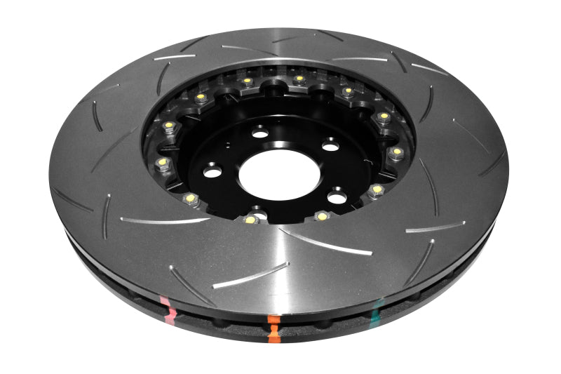 DBA 5000 Series Slotted Rotors - DBA 08+ EVO X Front Slotted 5000 Series 2 Piece Rotor Assembled w/ Black Hat