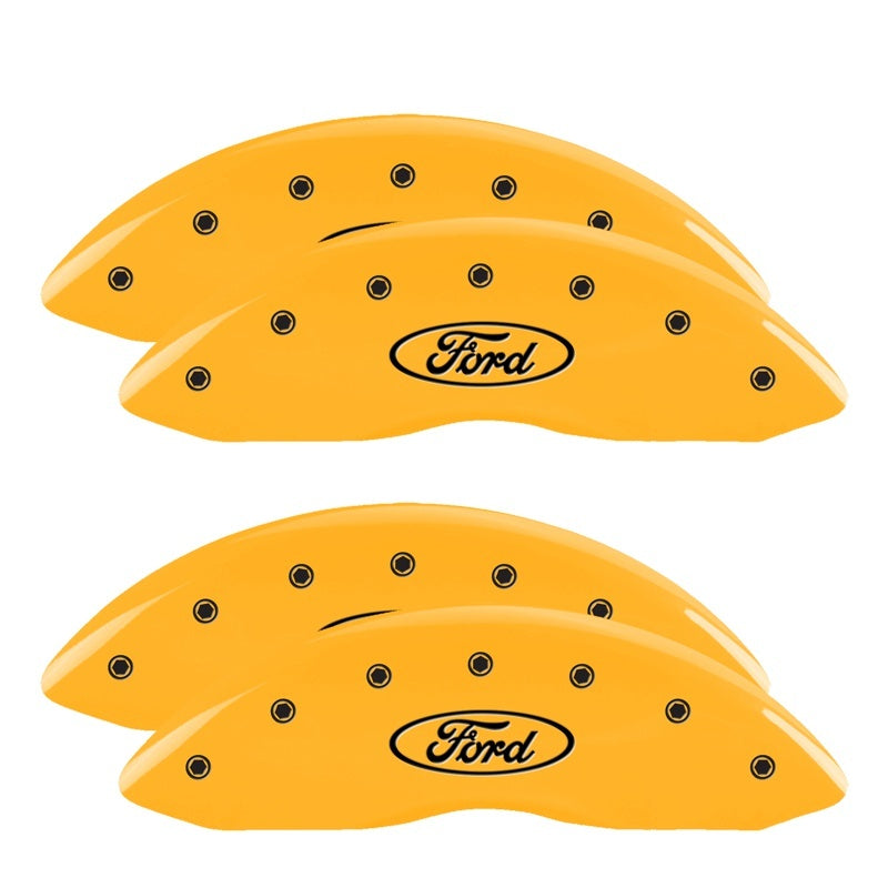 MGP Caliper Covers 4 Logo - MGP 4 Caliper Covers Engraved F & R Ford Logo Yellow Finish Black Char 2006 Ford F-350 Super Duty